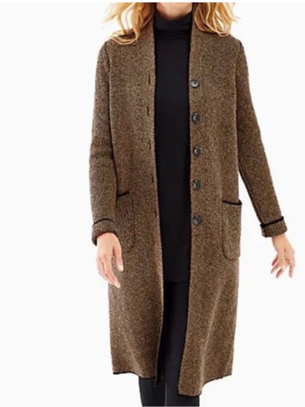 J.Jill Houndstooth Knit long coat duster cardigan